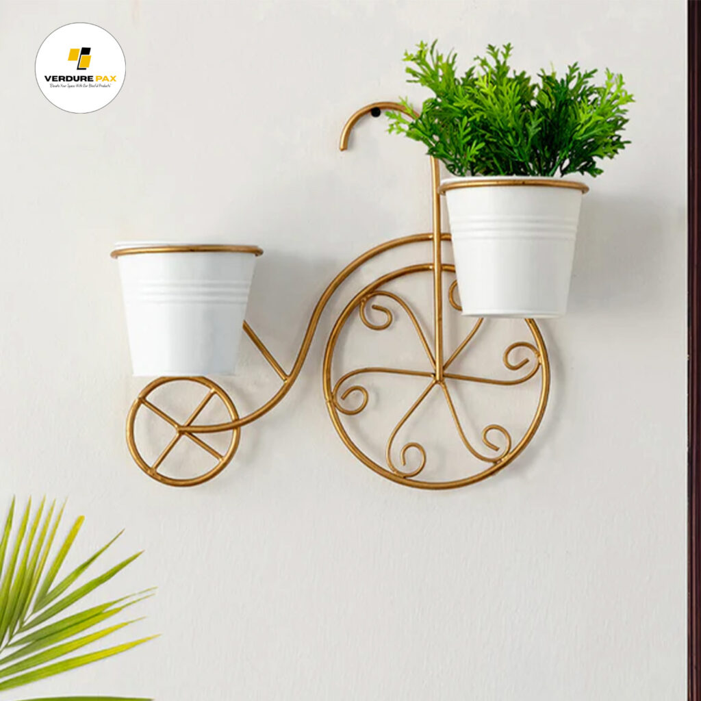 Verdure Pax Cycle-Style Wall Mount Plant Stand – Decorative Planter Holder