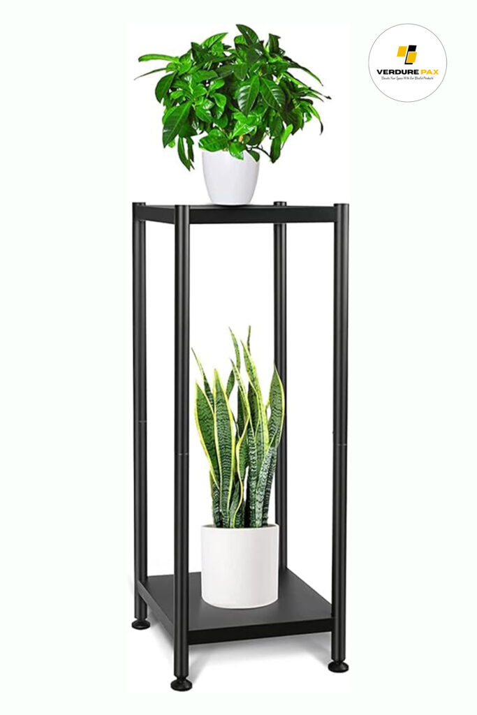 Verdure Pax 2-Tier Modern Corner Plant Stand – Flower Pot Holder for Living Room & Balcony