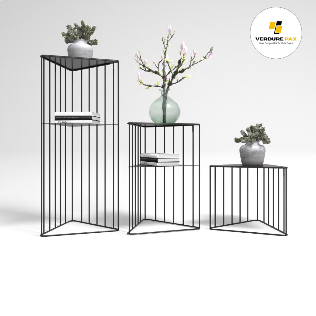 Verdure Pax European Steel Plant Stand – Black Triangular Base Bookshelf Planter