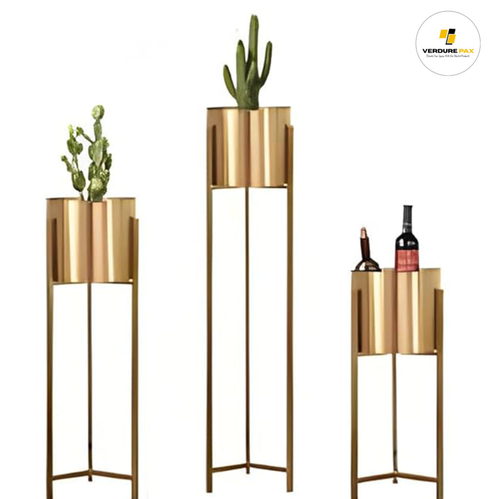 Verdure Pax Golden Premium Indoor Plant Stand – Decorative Pot Holder