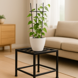 Verdure Pax Square Metal Plant Stand | Minimalist Black Iron Pot Holder for Indoor & Outdoor Decor