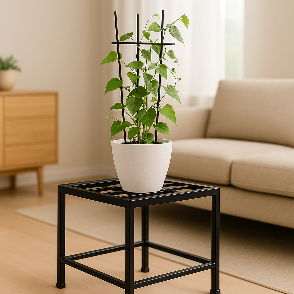 Verdure Pax Square Metal Plant Stand | Minimalist Black Iron Pot Holder for Indoor & Outdoor Decor