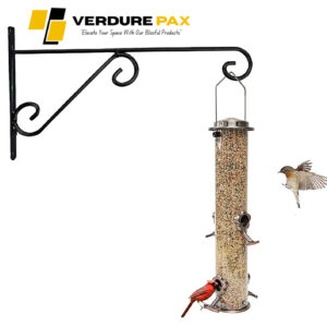 Verdure Pax Wall Hook Hanging Plant Bracket | Decorative Straight Plant Hanger for Pots, Bird Feeders, Planters, Lanterns, Cotton, Wind Chimes Indoor Outdoor, Black
