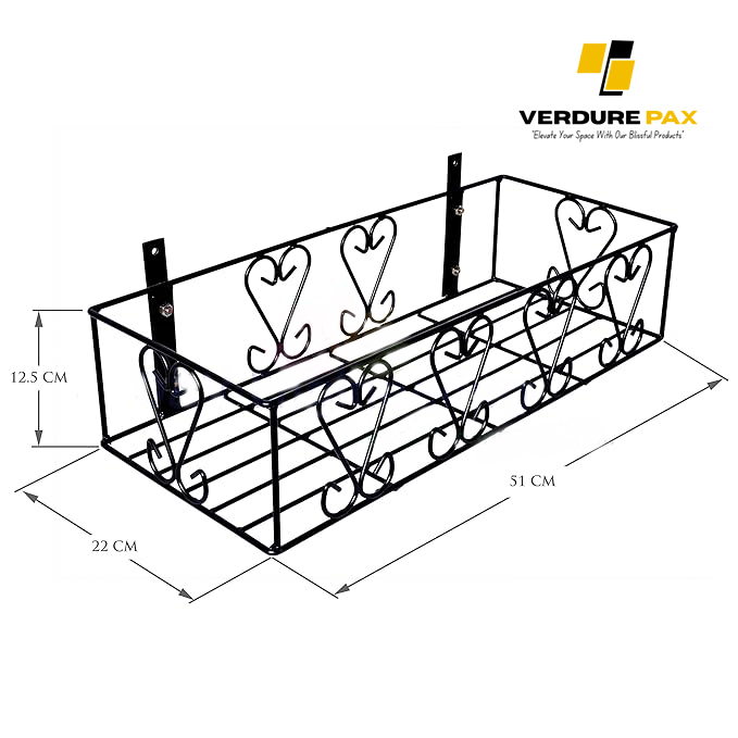 Verdure Pax Black Metal Railing Plant Stand – Indoor & Outdoor Pot Holder - Image 4