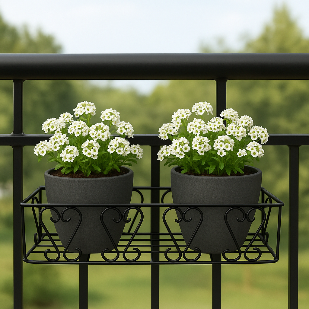 Verdure Pax Black Metal Railing Plant Stand – Indoor & Outdoor Pot Holder - Image 2