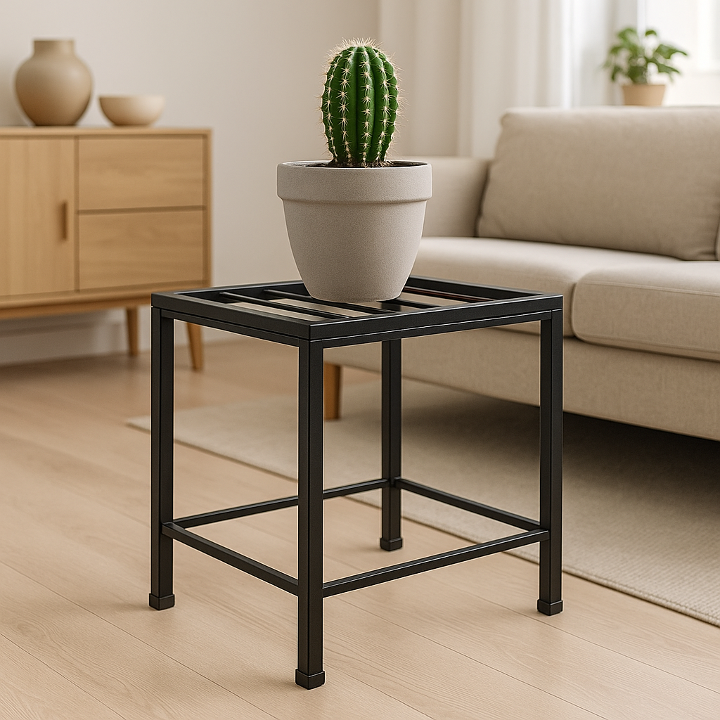 Verdure Pax Square Metal Plant Stand | Minimalist Black Iron Pot Holder for Indoor & Outdoor Decor - Image 3