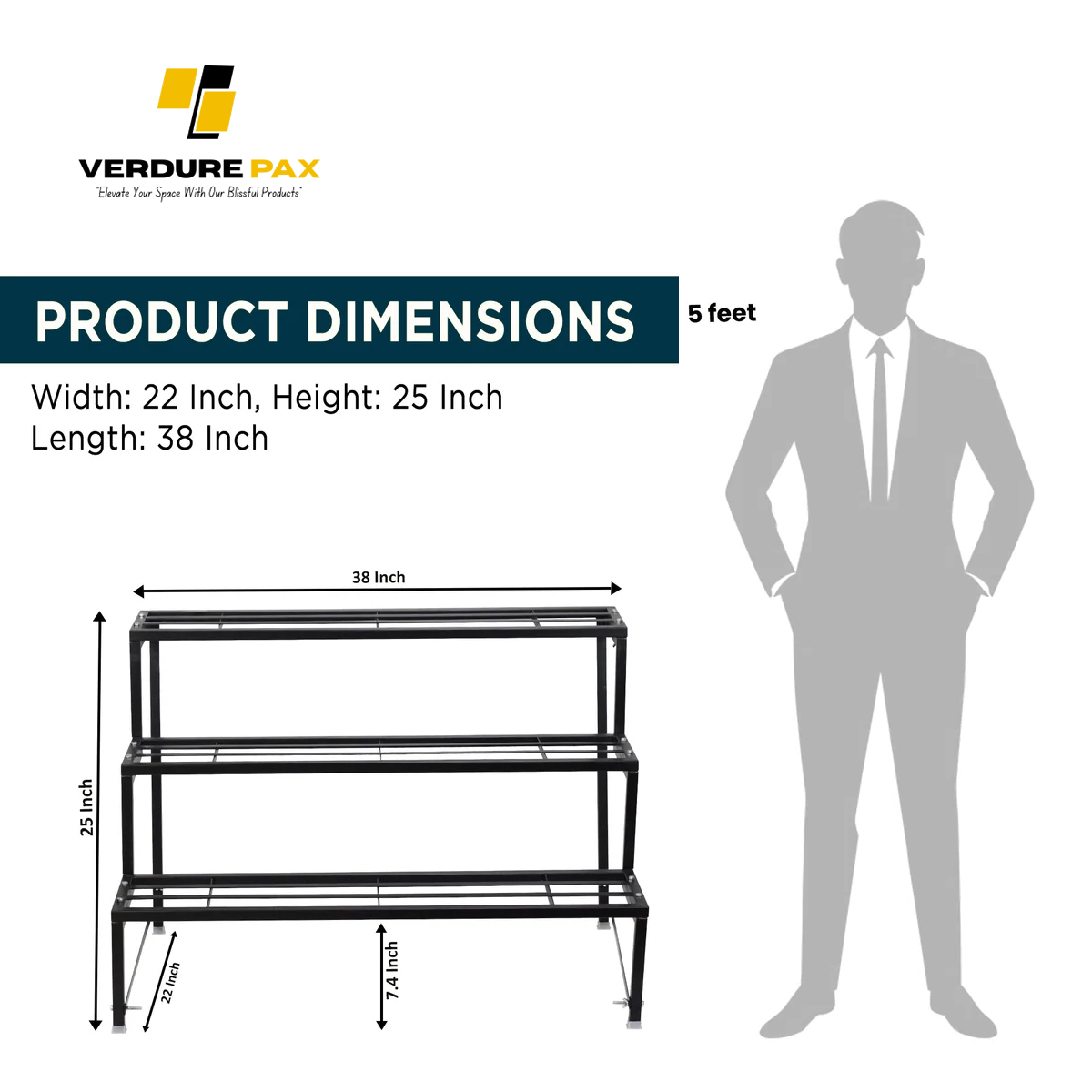 VERDURE PAX HEAVY DUTY 3 TIER PLANTER METAL STAND (ASSEMBLE) - Image 4