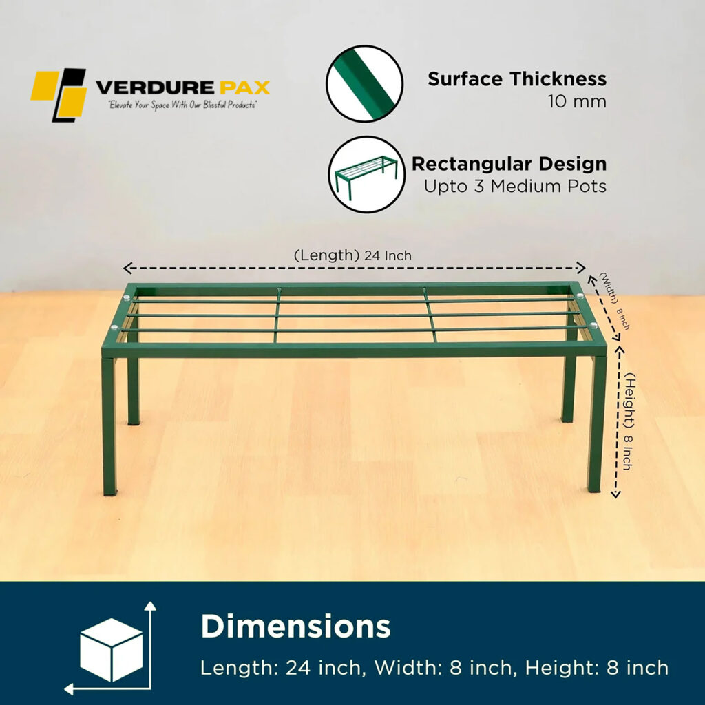 Verdure Pax Rectangular Balcony Plant Stand – Easy Assembly Flower Pot Holder