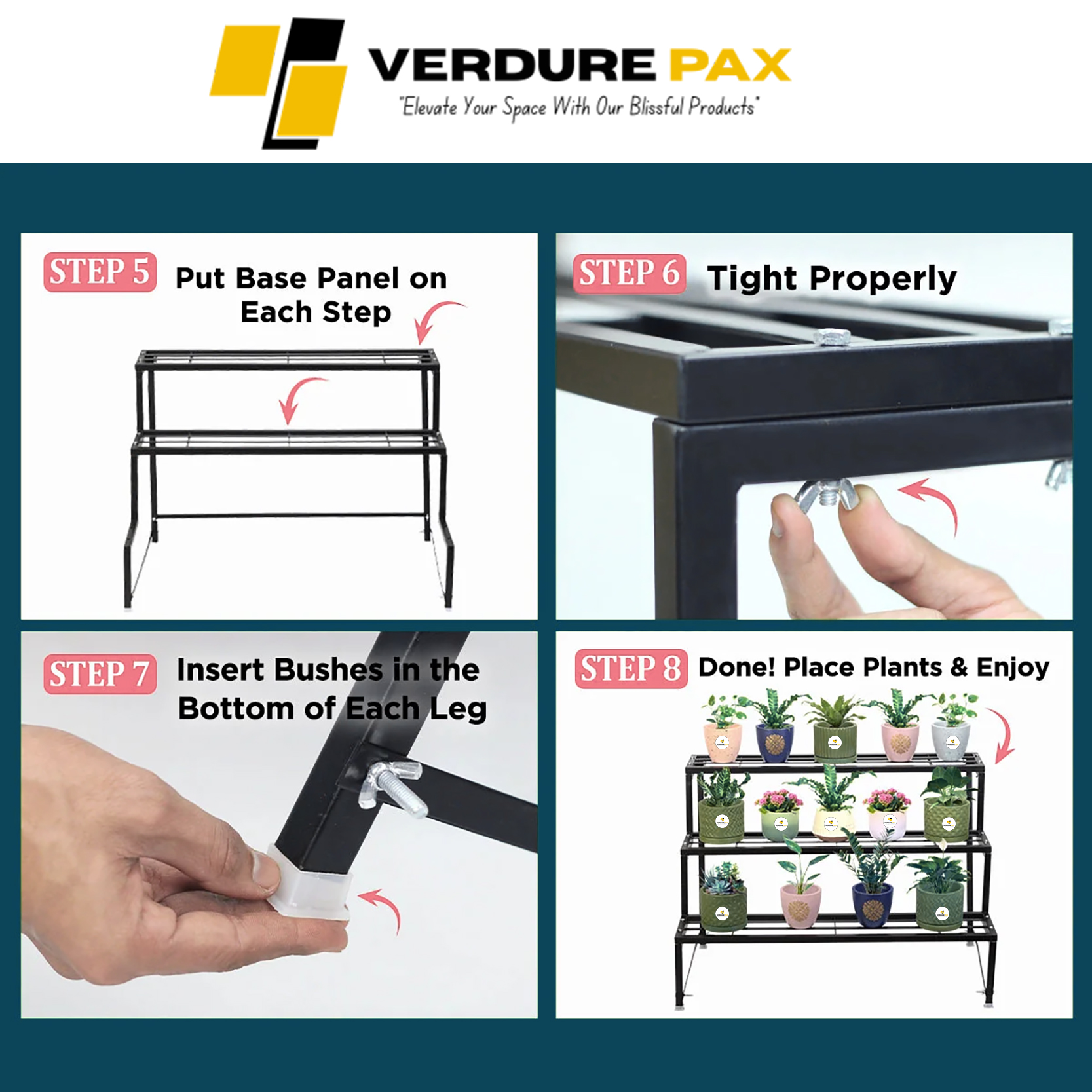 VERDURE PAX HEAVY DUTY 3 TIER PLANTER METAL STAND (ASSEMBLE) - Image 6