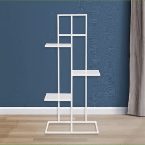 Verdure Pax 4-Tier Metal Plant Stand – Modern White Indoor Display Rack for Multiple Pots & Decor