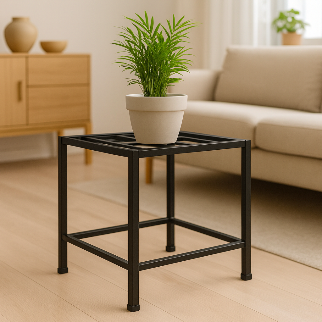 Verdure Pax Square Metal Plant Stand | Minimalist Black Iron Pot Holder for Indoor & Outdoor Decor - Image 2