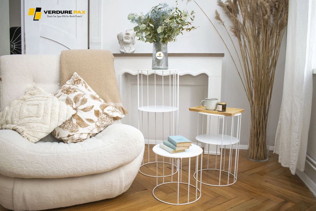 Verdure Pax European Steel Plant Stand – White Circular Base Bookshelf Planter