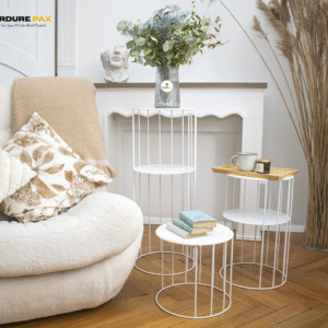 Verdure Pax European Steel Plant Stand – White Circular Base Bookshelf Planter