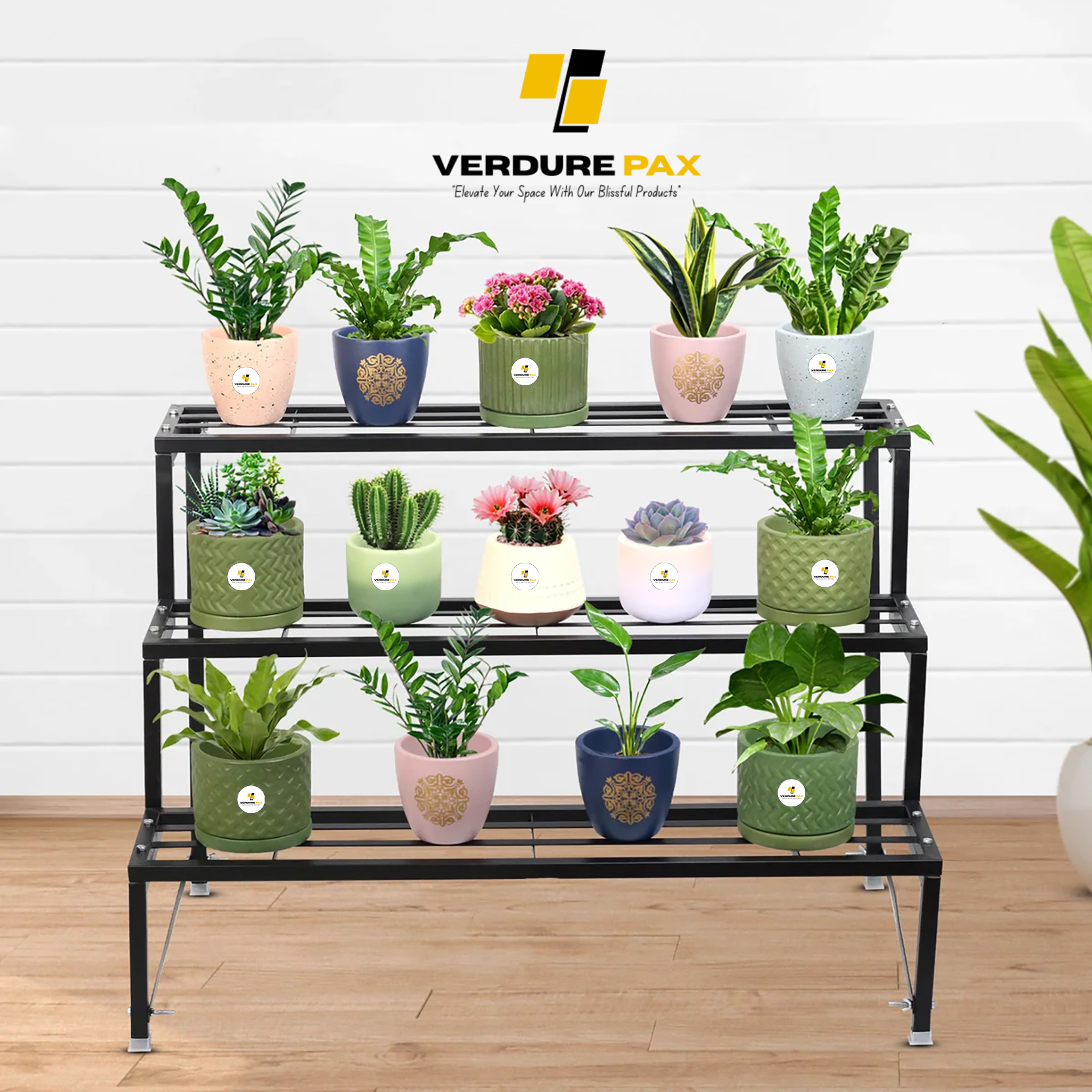 VERDURE PAX HEAVY DUTY 3 TIER PLANTER METAL STAND (ASSEMBLE)