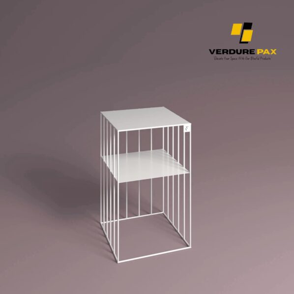 VERDURE PAX Steel plant stands on a square base , Flower stand, Plant Rack, Plant Support, Industrial style, Book shelf White - Image 3
