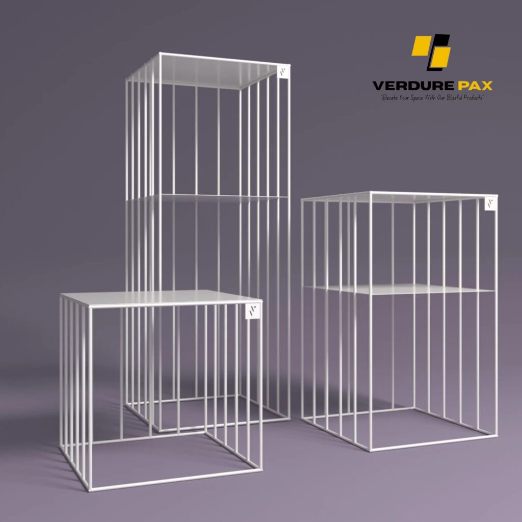 Verdure Pax European Steel Plant Stand – White Square Base Bookshelf Planter