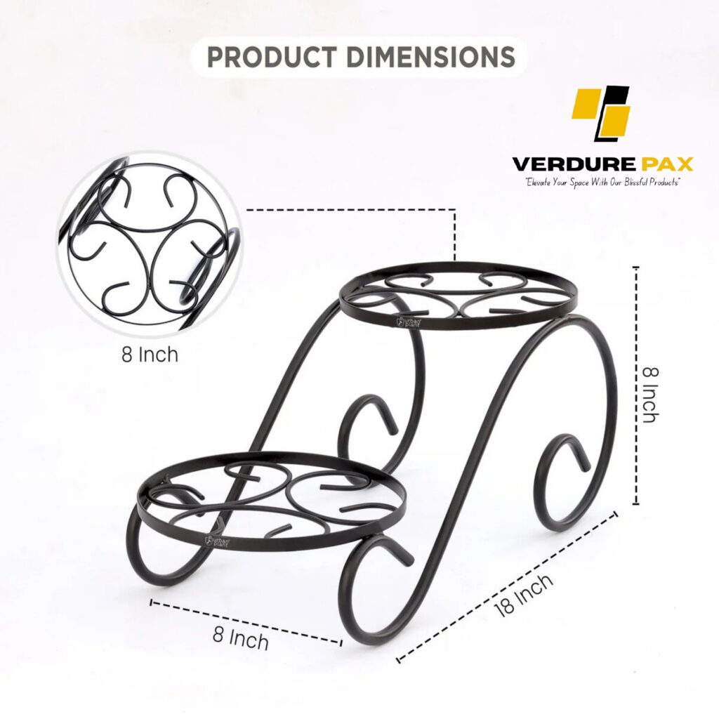 Verdure Pax Twinset Metal Plant Stand – Indoor Decorative Planter Holder