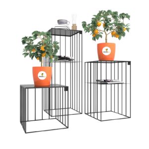 Verdure Pax European Steel Plant Stand – Black Square Base Bookshelf Planter