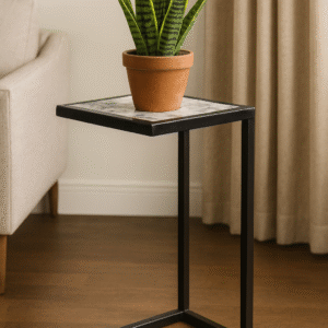 Verdure Pax Quartz Square Marble Stand – One-Side Top Support Plant Holder