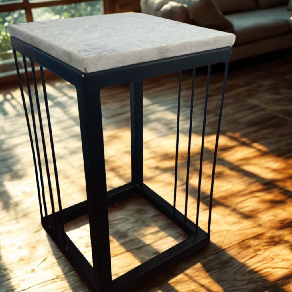 Verdure Pax Metal Stand with Quartz Marble Top | Premium Multipurpose Plant Stand & Décor Table for Indoor Use