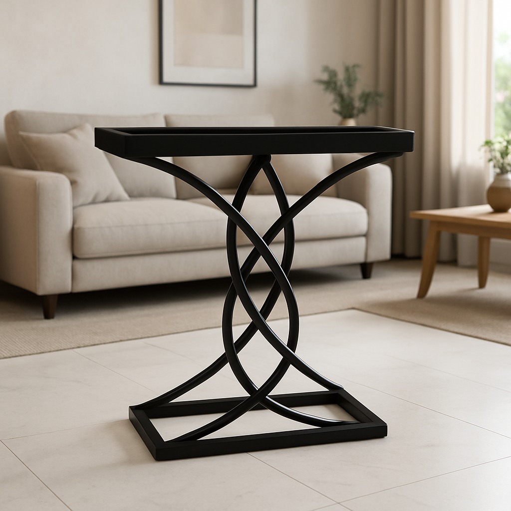 Verdure Pax White Metal Plant Stand | Modern Curved Frame Pedestal with Marble Top for Indoor Decor