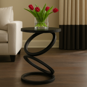 Verdure Pax Modern Ring Design Metal Side Table | Stylish Round Top Accent Table for Living Room Decor