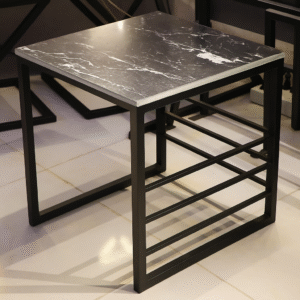 Verdure Pax Elegant Square Metal Frame Table with Quartz Marble Top – Modern Side & Display Stand for Indoor Decor